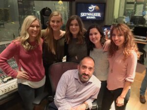 Tom Ruscica and Lauren Horst posing with girls at Skywalker Ranch