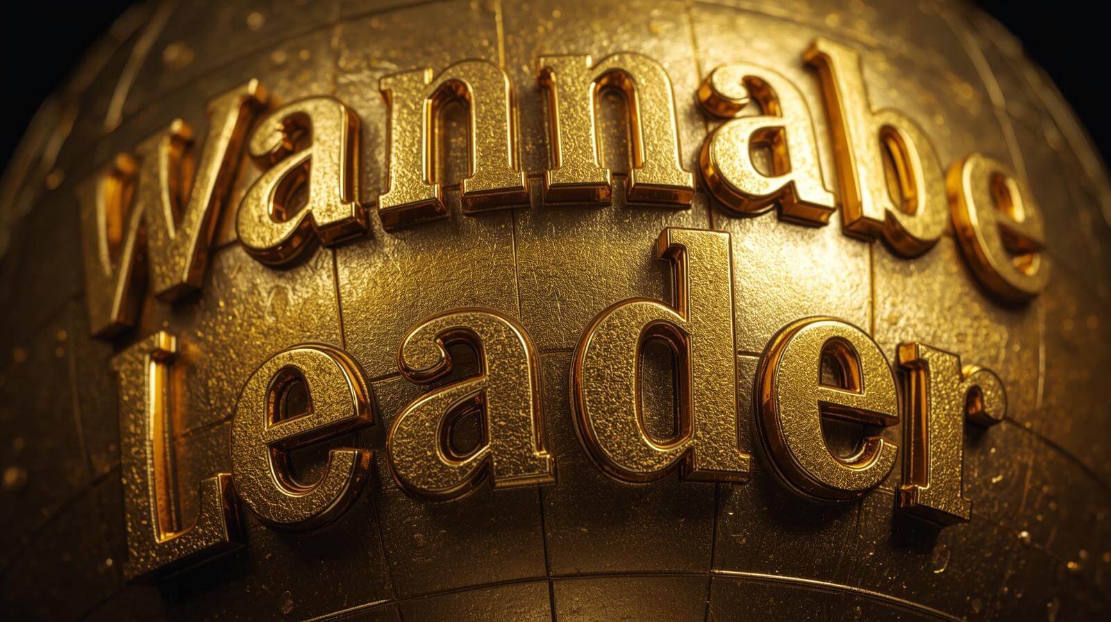 A golden globe featuring the words "Wannabe Leader" emblazoned on it